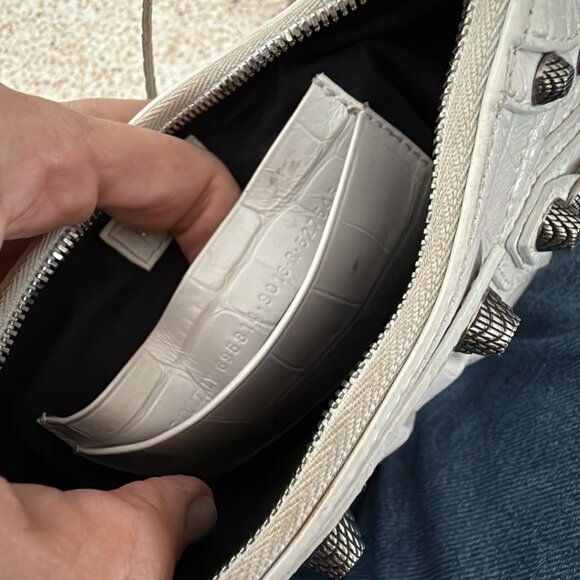 Balenciaga White Croc Embossed Leather Mini Le Cagole Shoulder Bag - Picture 8 of 8